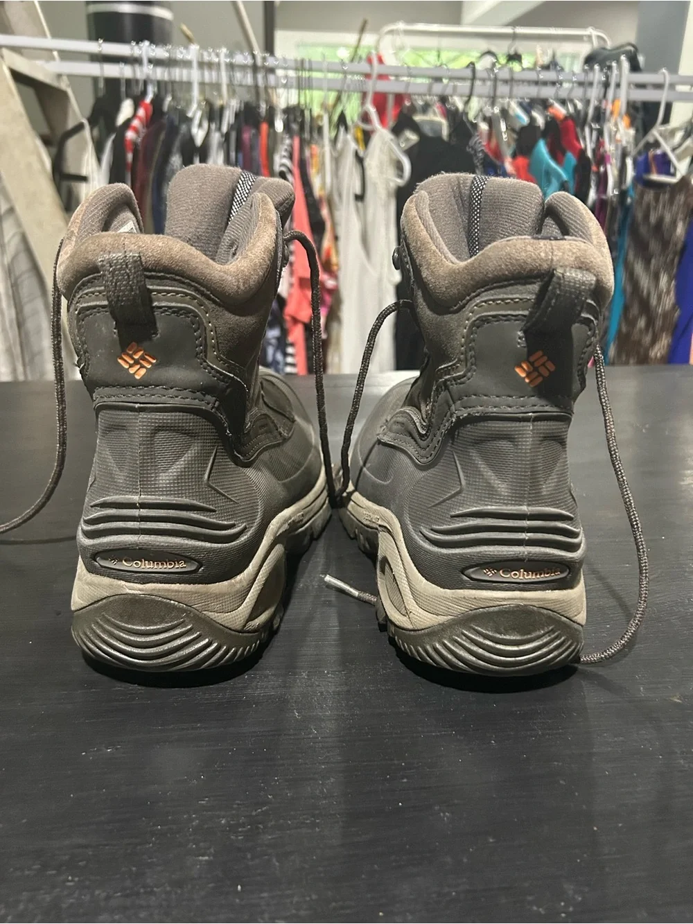 Columbia Gray Hiking Boots with Orange Logo Accent